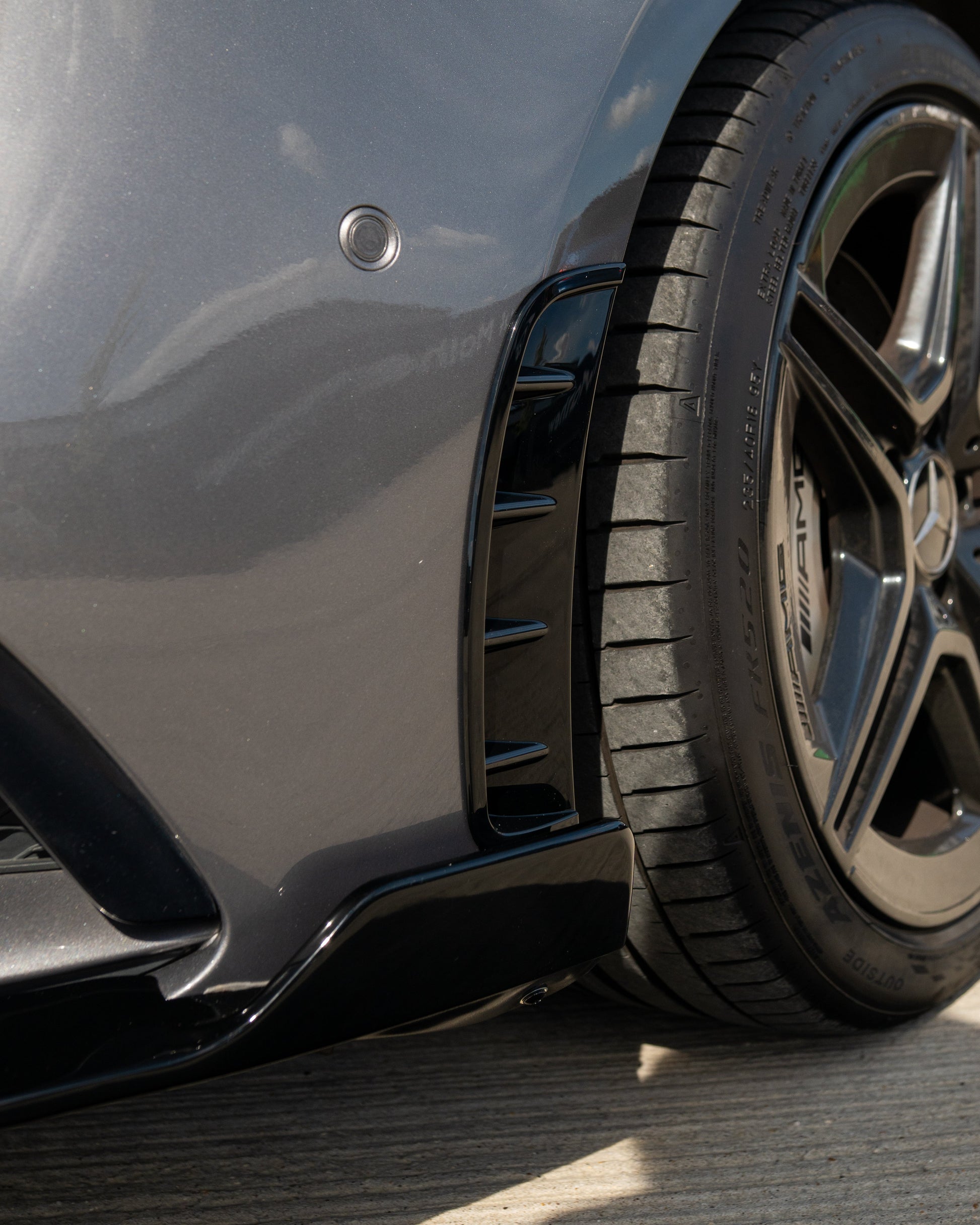 MERCEDES A-CLASS W177 2018-2022 GLOSS BLACK FRONT BUMPER VENTS-Accessories-BLAK BY CT-CT Carbon - High-quality carbon fiber and gloss black aerodynamic parts for premium sports and luxury vehicles.