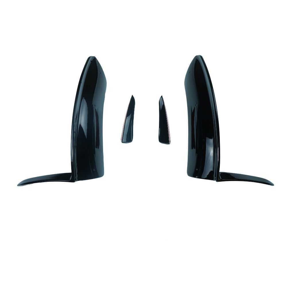 MERCEDES V177 & W177 2023-CURRENT A CLASS GLOSS BLACK CORNER SPLITTER AND CANARDS-Splitter-BLAK BY CT-CT Carbon - High-quality carbon fiber and gloss black aerodynamic parts for premium sports and luxury vehicles.