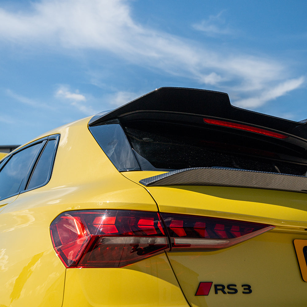 AUDI A3/S3/RS3 8Y 2022+ SPORTBACK CARBON FIBRE SPOILER - CT DESIGN V2-Spoiler-CT CARBON-CT Carbon - High-quality carbon fiber and gloss black aerodynamic parts for premium sports and luxury vehicles.