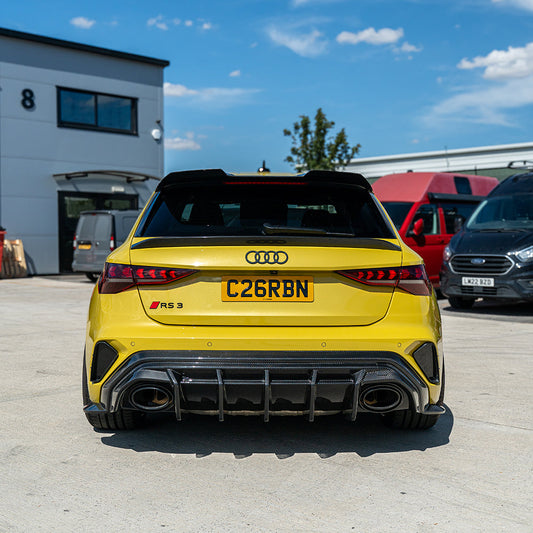 AUDI RS3 8Y 2025+ CARBON FIBRE REAR DIFFUSER - CT DESIGN-Diffuser-CT CARBON-CT Carbon - High-quality carbon fiber and gloss black aerodynamic parts for premium sports and luxury vehicles.