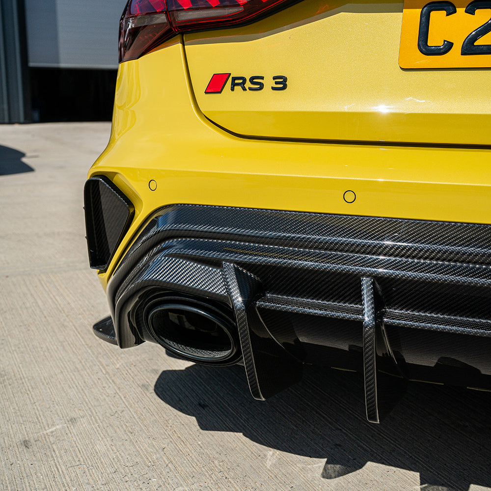 AUDI RS3 8Y 2025+ CARBON FIBRE REAR DIFFUSER - CT DESIGN-Diffuser-CT CARBON-CT Carbon - High-quality carbon fiber and gloss black aerodynamic parts for premium sports and luxury vehicles.