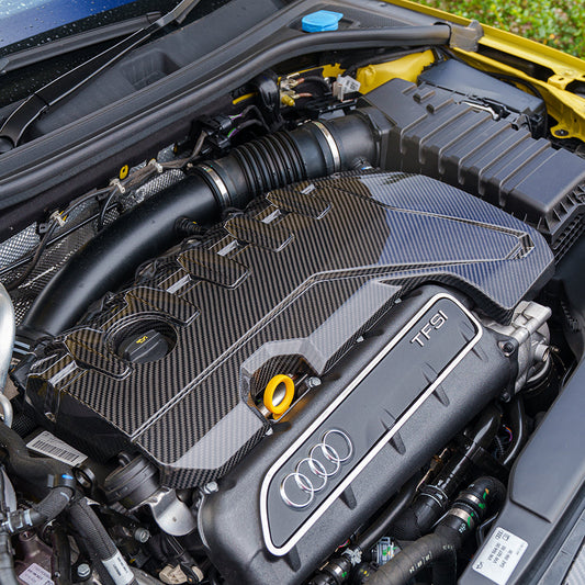 AUDI RS3 8Y 2020+ CARBON FIBRE ENGINE COVER-Accessories-CT CARBON-CT Carbon - High-quality carbon fiber and gloss black aerodynamic parts for premium sports and luxury vehicles.