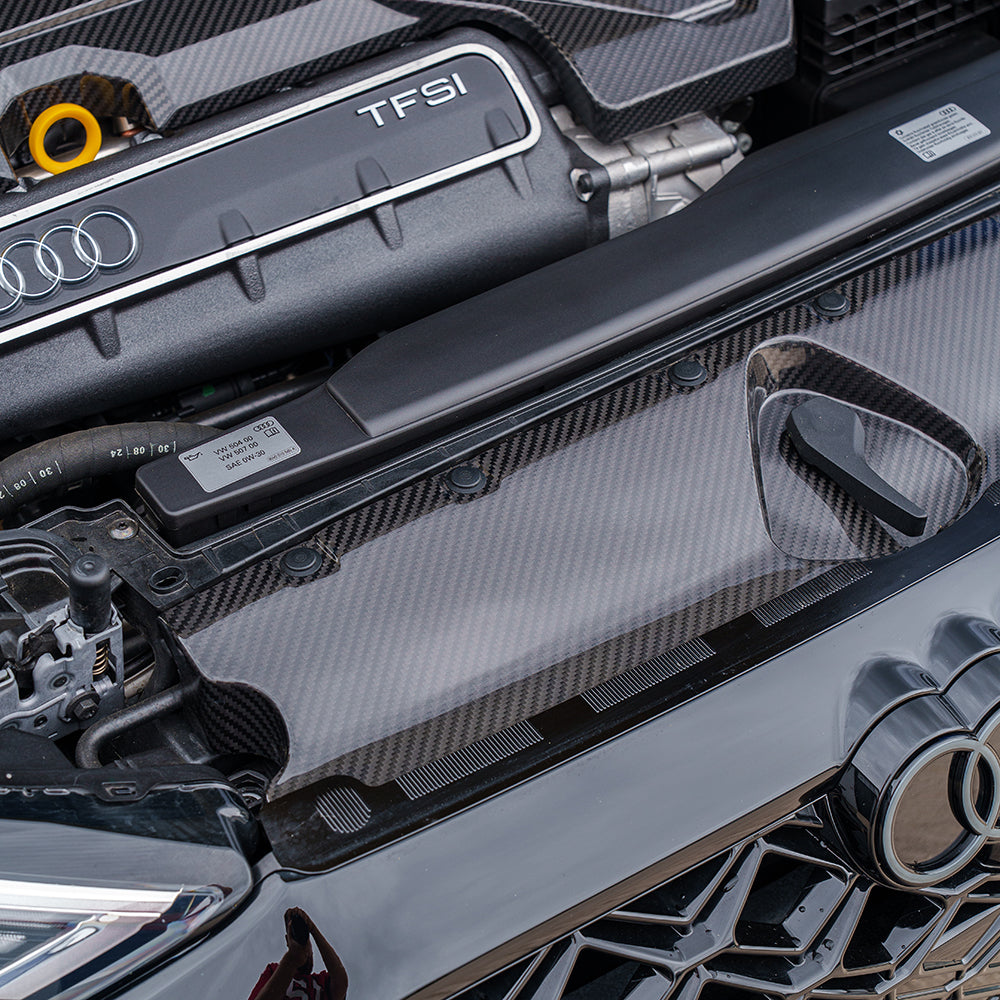 AUDI RS3 8Y 2020+ CARBON FIBRE ENGINE BAY SCUTTLE TRIM-Accessories-CT CARBON-CT Carbon - High-quality carbon fiber and gloss black aerodynamic parts for premium sports and luxury vehicles.
