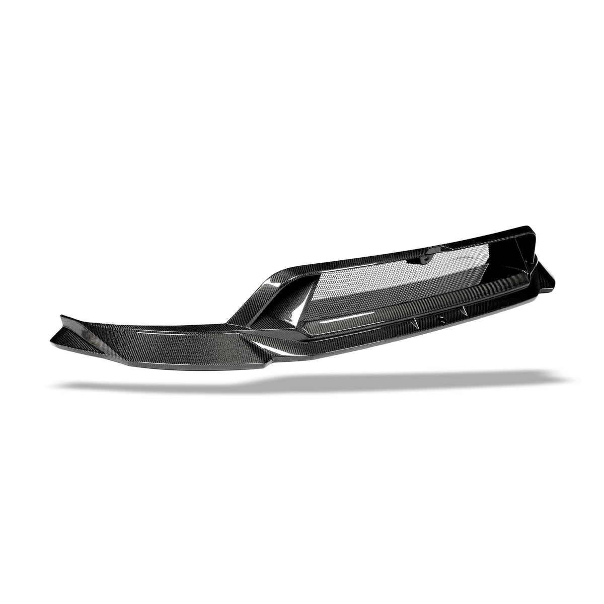 Tesla Model Y Juniper RevoZport carbon front lip angle view