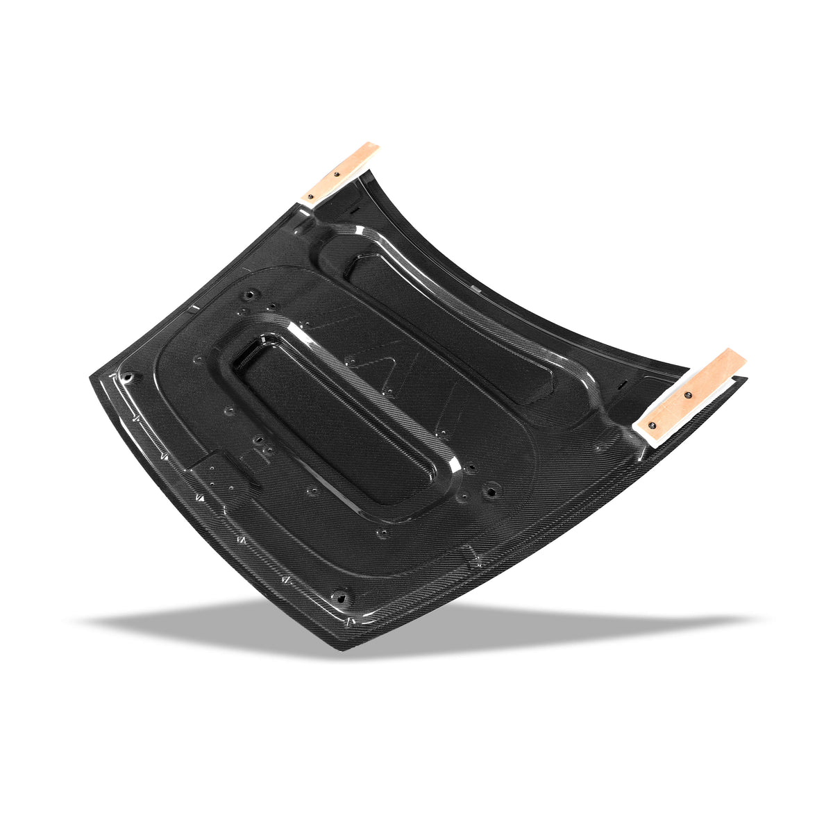Tesla Model Y Juniper RevoZport carbon hood installed detail