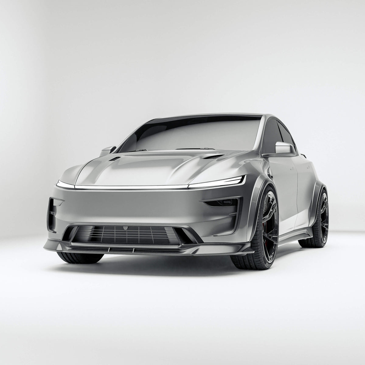 Tesla Model Y Juniper carbon fiber front lip studio view