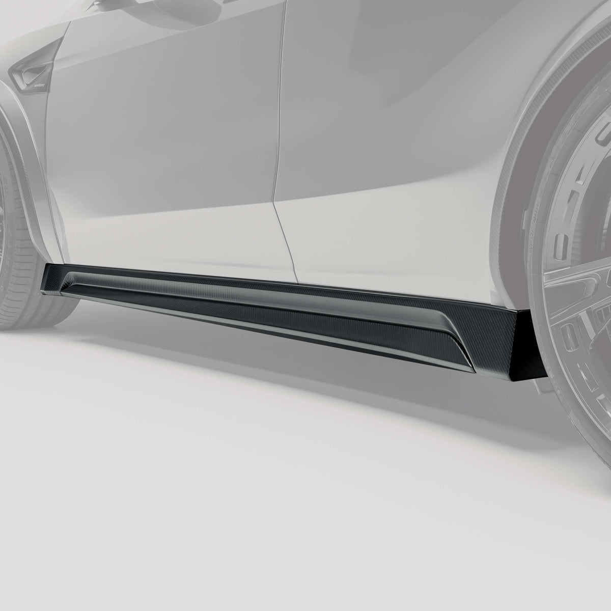 Tesla Model Y Juniper carbon fiber side skirts detail