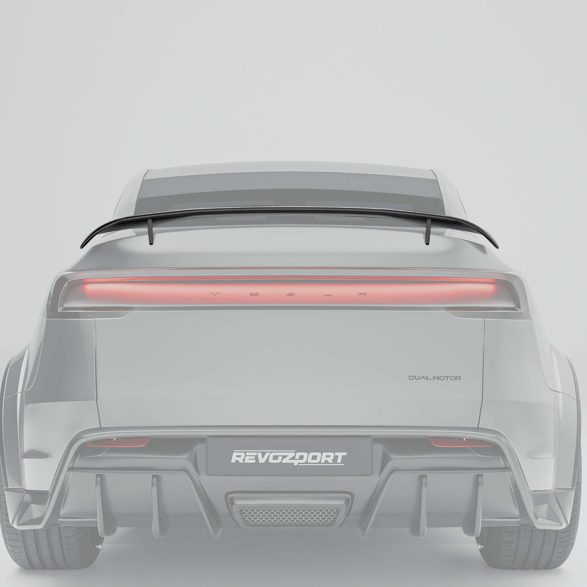 Tesla Model Y Juniper carbon fiber rear wing detail