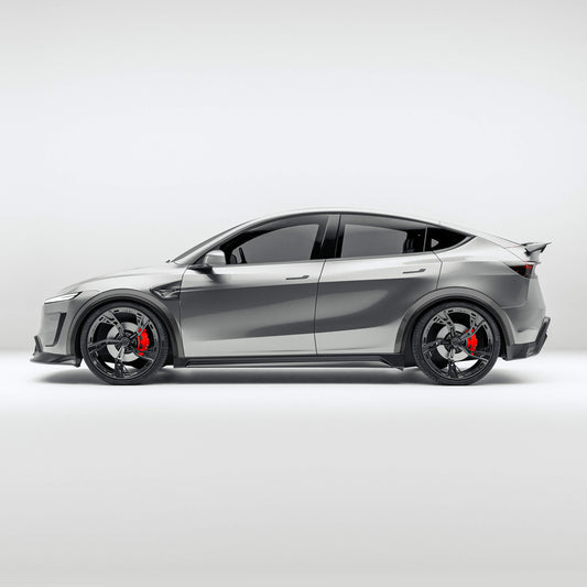 Tesla Model Y Juniper carbon fiber wheel arch extensions studio view