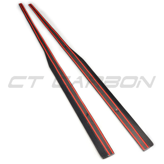 VW GOLF GTD/GTI MK7/7.5 2014-2020 CARBON FIBRE SIDE SKIRTS-Side Skirts-CT CARBON-CT Carbon - High-quality carbon fiber and gloss black aerodynamic parts for premium sports and luxury vehicles.