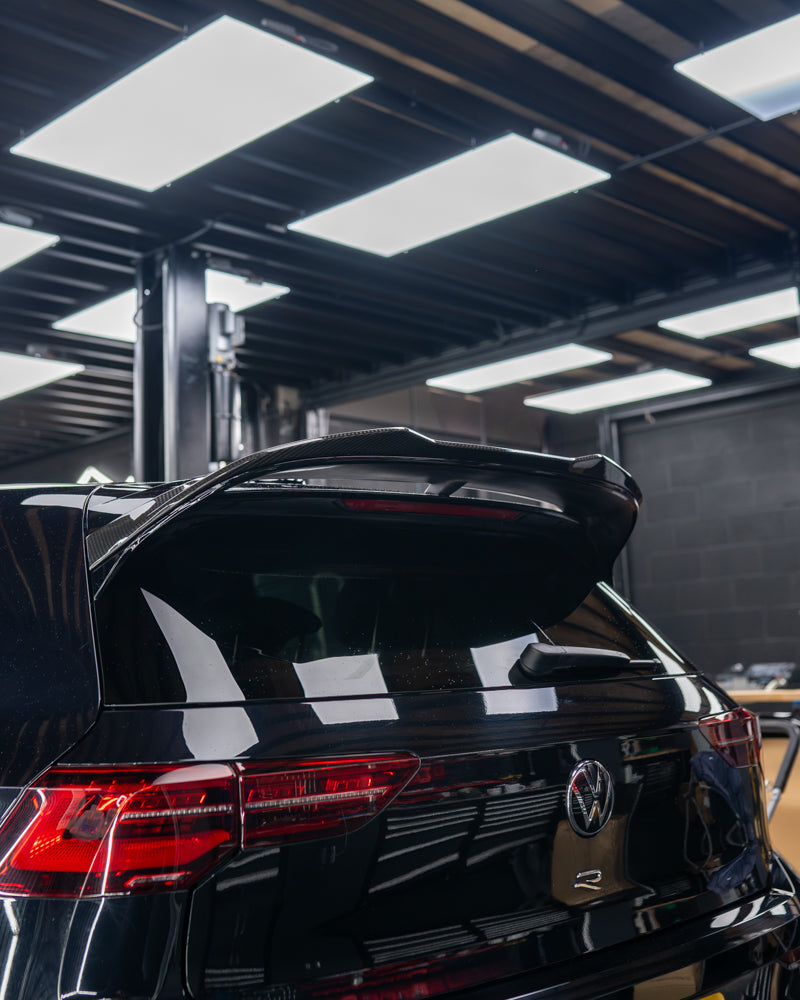 VW GOLF MK8 CS CARBON FIBRE SPOILER - CT DESIGN-Spoiler-CT CARBON-CT Carbon - High-quality carbon fiber and gloss black aerodynamic parts for premium sports and luxury vehicles.