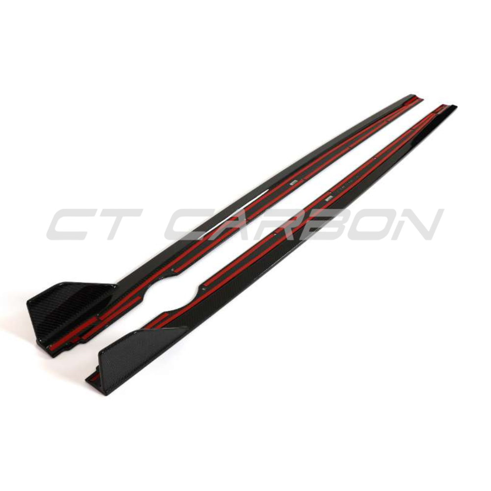 VW GOLF MK8 R CARBON FIBRE SIDE SKIRTS - CT DESIGN-Side Skirts-CT CARBON-CT Carbon - High-quality carbon fiber and gloss black aerodynamic parts for premium sports and luxury vehicles.
