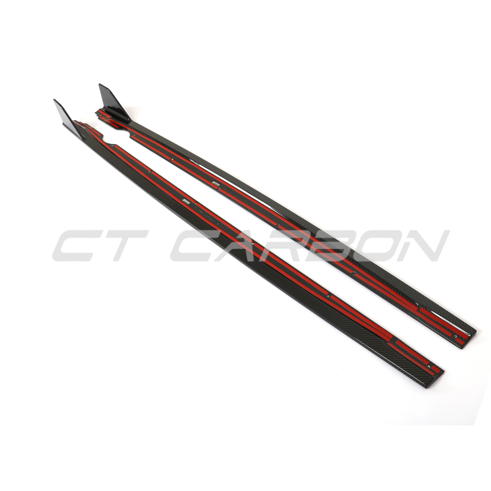 VW GOLF MK8 R CARBON FIBRE SIDE SKIRTS - CT DESIGN-Side Skirts-CT CARBON-CT Carbon - High-quality carbon fiber and gloss black aerodynamic parts for premium sports and luxury vehicles.