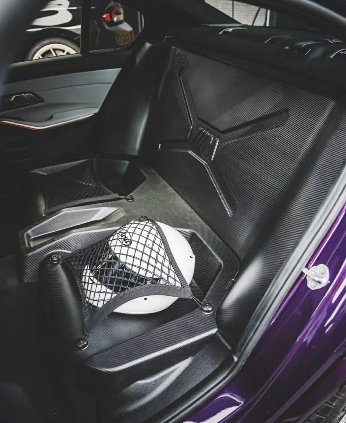 BMW M3/M4 SPLITTER - Rear Seat Delete in full dry carbon fiber.