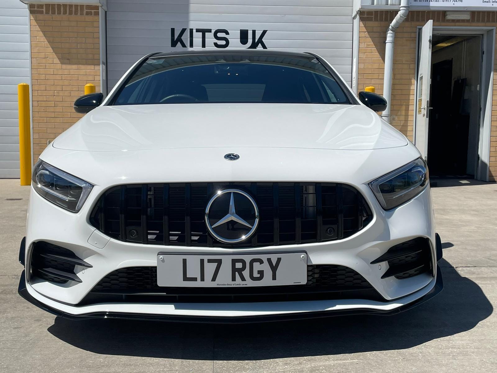 MERCEDES V177 & W177 2018-2022 A CLASS PANAMERICA BLACK GRILLE-Grille-BLAK BY CT-CT Carbon - High-quality carbon fiber and gloss black aerodynamic parts for premium sports and luxury vehicles.