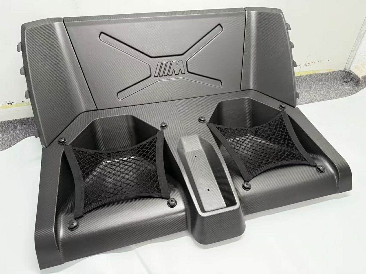 BMW M3/M4 SPLITTER - Rear Seat Delete in full dry carbon fiber.