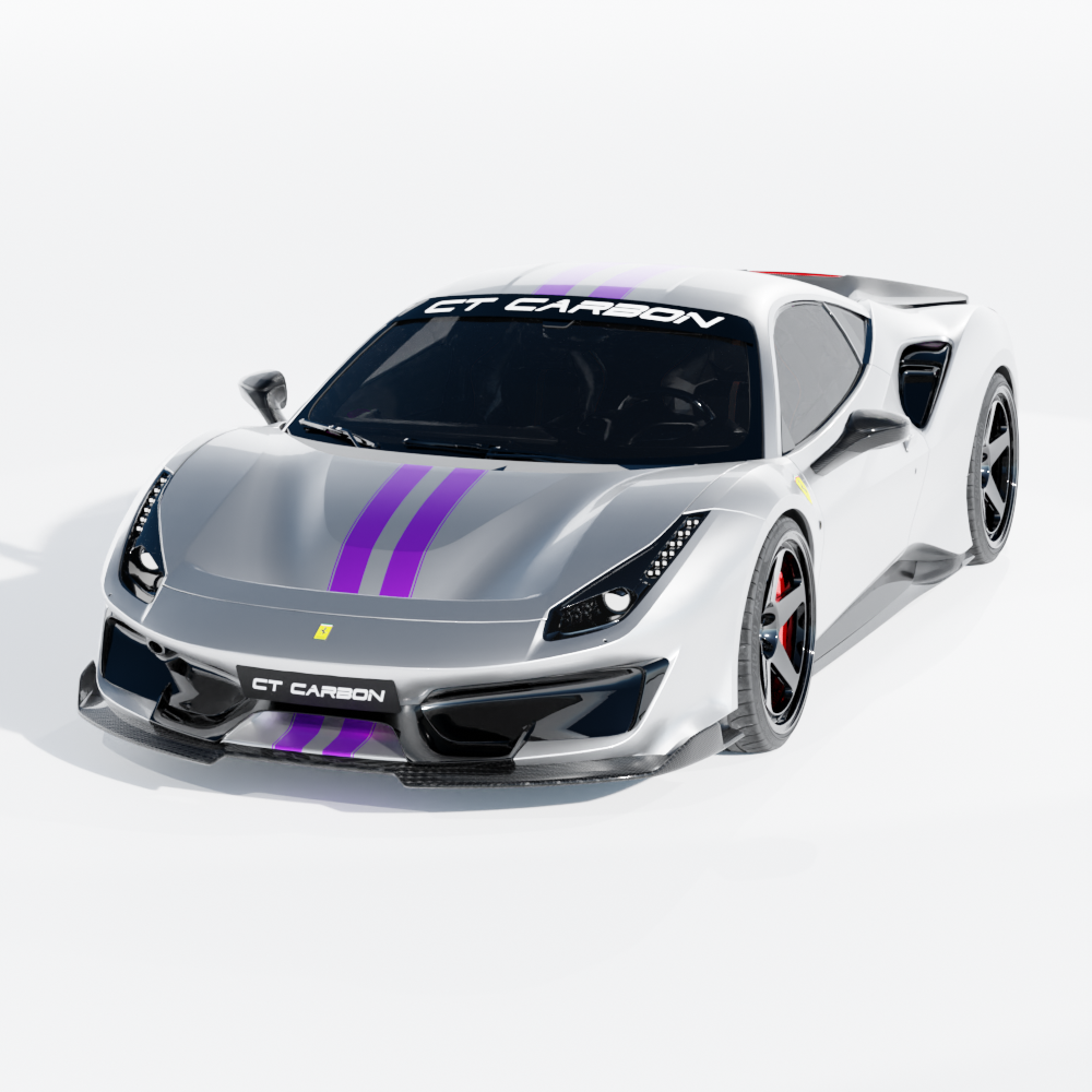 FERRARI 488 PISTA CARBON FIBRE KIT - CT DESIGN-Kit-CT CARBON-CT Carbon - High-quality carbon fiber and gloss black aerodynamic parts for premium sports and luxury vehicles.