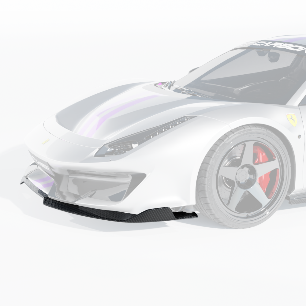 FERRARI 488 PISTA CARBON FIBRE SPLITTER - CT DESIGN-Splitter-CT CARBON-CT Carbon - High-quality carbon fiber and gloss black aerodynamic parts for premium sports and luxury vehicles.