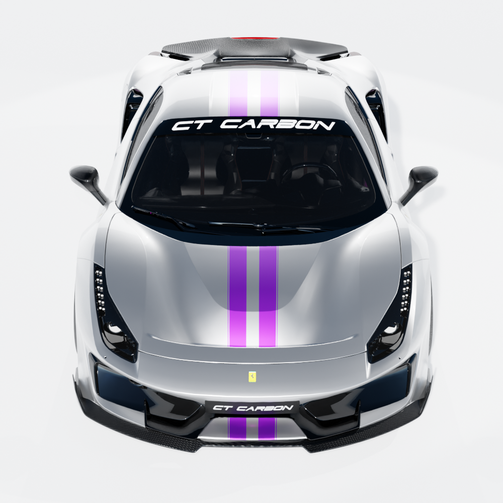 FERRARI 488 PISTA CARBON FIBRE SPLITTER - CT DESIGN-Splitter-CT CARBON-CT Carbon - High-quality carbon fiber and gloss black aerodynamic parts for premium sports and luxury vehicles.