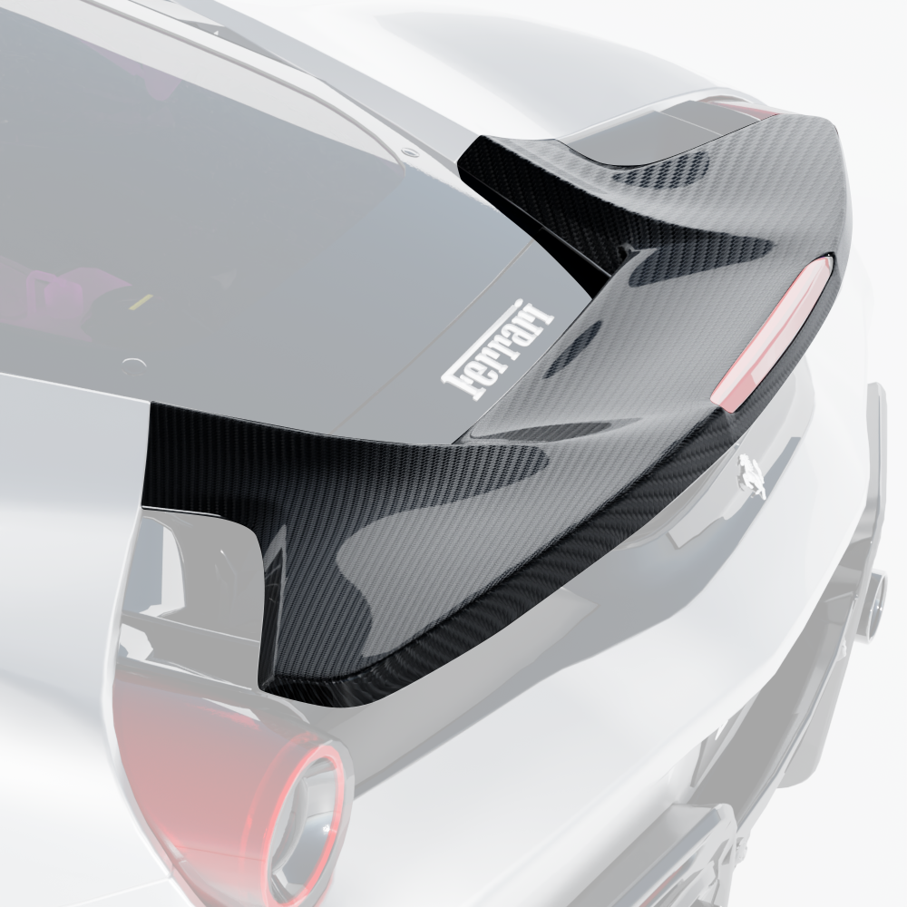 FERRARI 488 PISTA CARBON FIBRE SPOILER - CT DESIGN-Spoiler-CT CARBON-CT Carbon - High-quality carbon fiber and gloss black aerodynamic parts for premium sports and luxury vehicles.