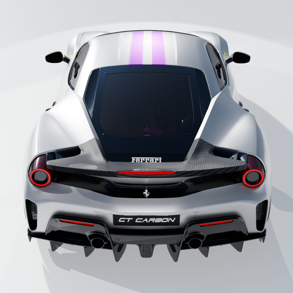 FERRARI 488 PISTA CARBON FIBRE SPOILER - CT DESIGN-Spoiler-CT CARBON-CT Carbon - High-quality carbon fiber and gloss black aerodynamic parts for premium sports and luxury vehicles.