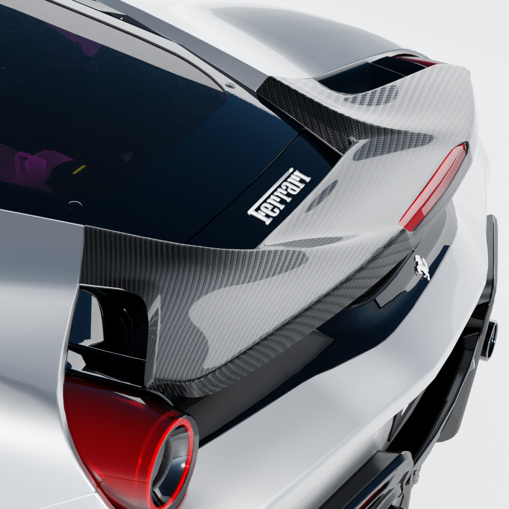 FERRARI 488 PISTA CARBON FIBRE SPOILER - CT DESIGN-Spoiler-CT CARBON-CT Carbon - High-quality carbon fiber and gloss black aerodynamic parts for premium sports and luxury vehicles.