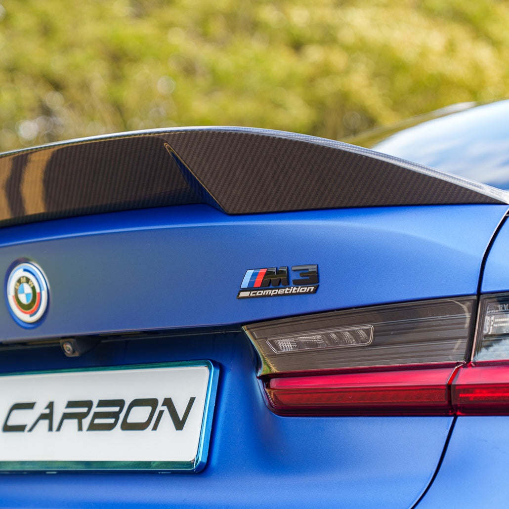 BMW G80 M3 & G20 3 SERIES CARBON FIBRE SPOILER - CT DESIGN V2-Spoiler-CT CARBON-CT Carbon - High-quality carbon fiber and gloss black aerodynamic parts for premium sports and luxury vehicles.