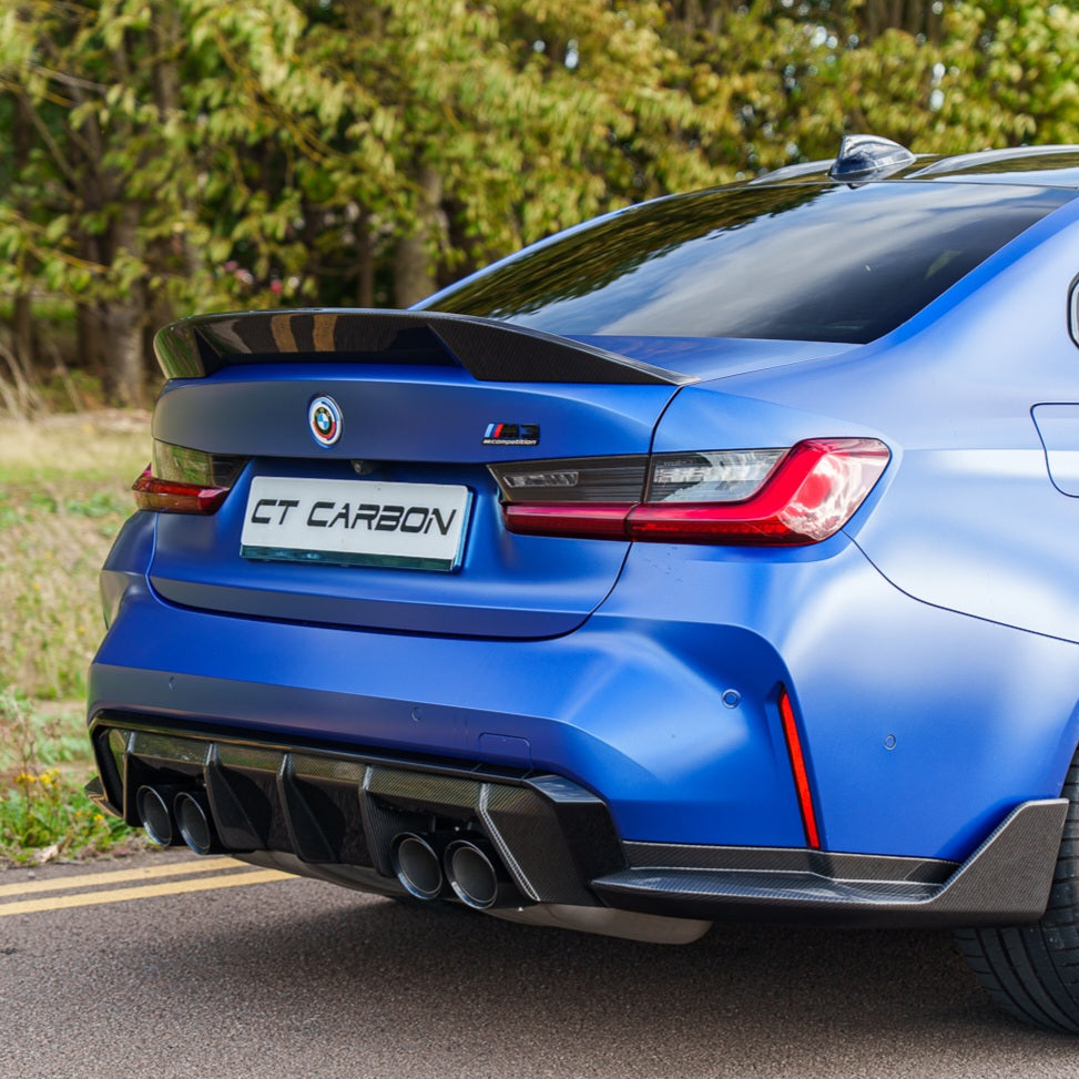 BMW G80 M3 & G20 3 SERIES CARBON FIBRE SPOILER - CT DESIGN V2-Spoiler-CT CARBON-CT Carbon - High-quality carbon fiber and gloss black aerodynamic parts for premium sports and luxury vehicles.