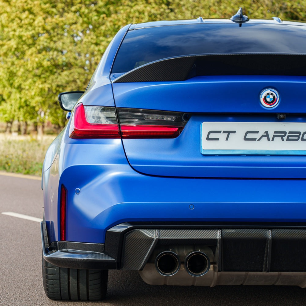 BMW G80 M3 & G20 3 SERIES CARBON FIBRE SPOILER - CT DESIGN V2-Spoiler-CT CARBON-CT Carbon - High-quality carbon fiber and gloss black aerodynamic parts for premium sports and luxury vehicles.
