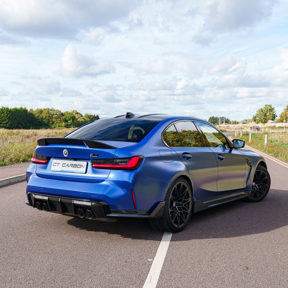 BMW G80 M3 & G20 3 SERIES CARBON FIBRE SPOILER - CT DESIGN V2-Spoiler-CT CARBON-CT Carbon - High-quality carbon fiber and gloss black aerodynamic parts for premium sports and luxury vehicles.